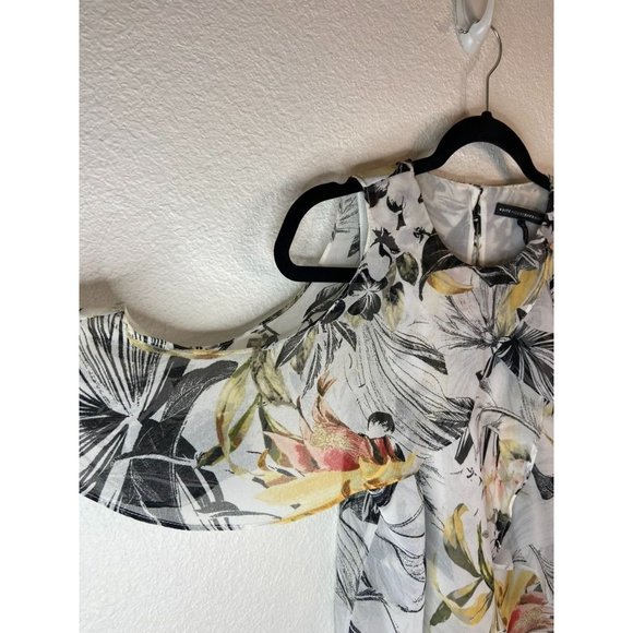 White House Black Market women's small floral cold shoulder blouse casual - Picture 5 of 9